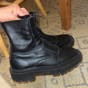 Zara chunky leather black boots